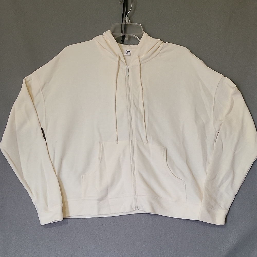 OLD NAVY Women's Cream Full Zip-Up Hoodie - Size Medium